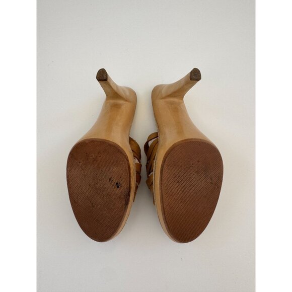 Vintage Braided Leather High Heel Slides By Graceland Size 8 - Picture 9 of 10